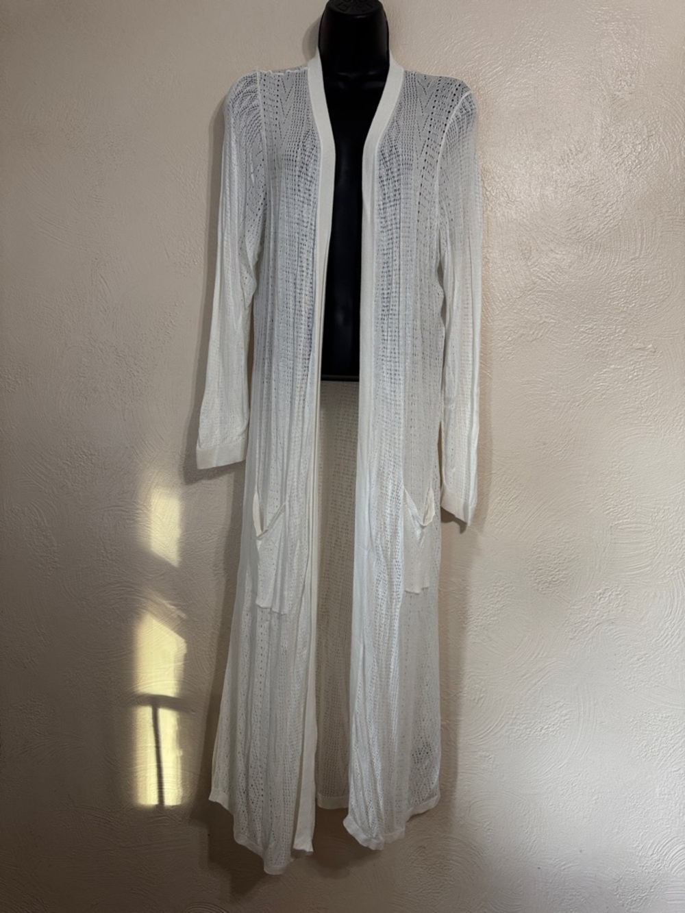 torrid White Longline Open Knit Duster Cardigan